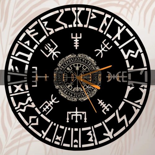 Reloj en Disco de Vinilo – Símbolos Vikingos 1