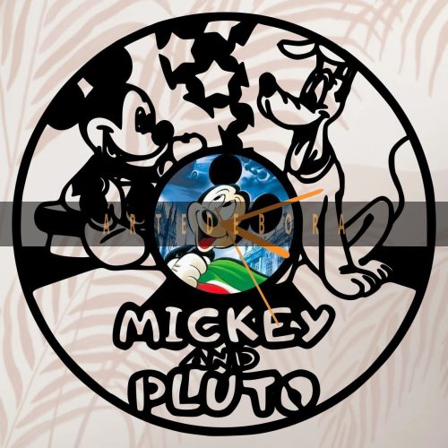 Reloj en Disco de Vinilo – Mickey y Pluto