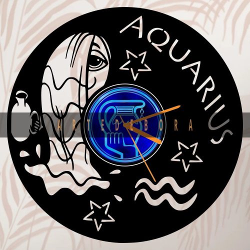 Reloj en Disco de Vinilo – Signo Zodiacal Acuario 2
