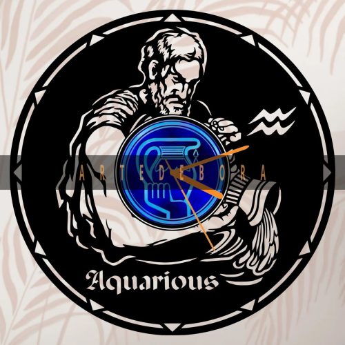 Reloj en Disco de Vinilo – Signo Zodiacal Acuario