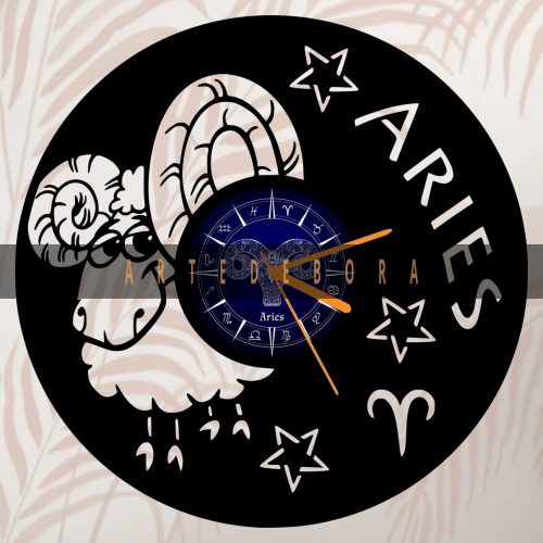 Reloj en Disco de Vinilo – Signo Zodiacal Aries 2