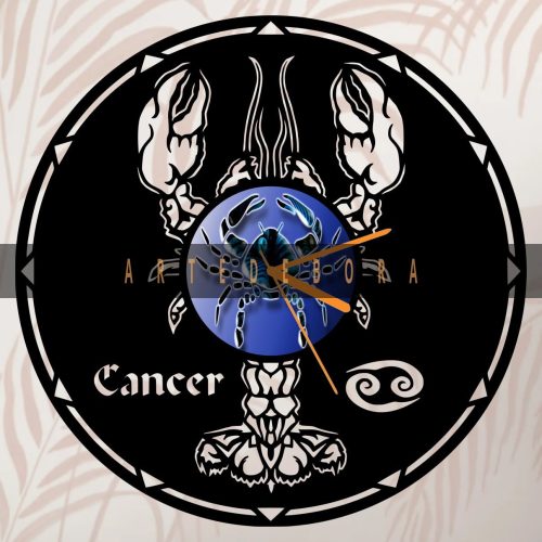 Reloj en Disco de Vinilo –Signo Zodiacal Cancer