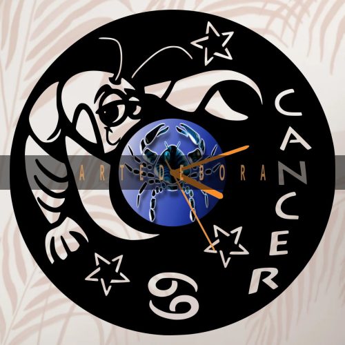 Reloj en Disco de Vinilo – Signo Zodiacal Cancer 2