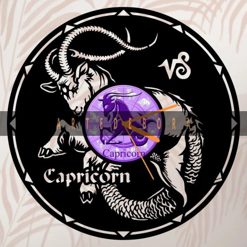 Reloj en Disco de Vinilo – Signo Zodiacal Capricornio