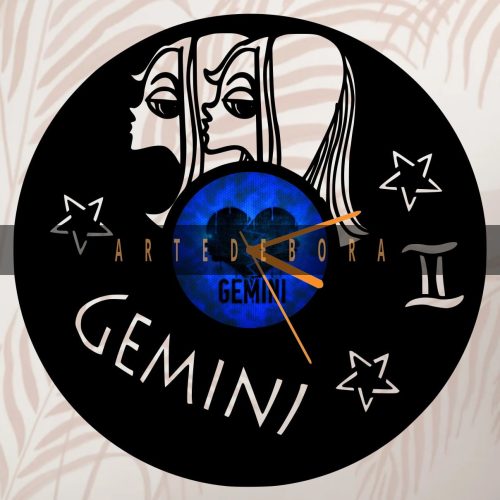 Reloj en Disco de Vinilo – Signo Zodiacal Gemini 2