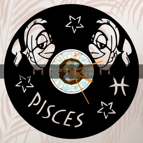 Reloj en Disco de Vinilo – Signo Zodiacal Piscis 2