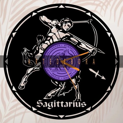 Reloj en Disco de Vinilo – Signo Zodiacal Sagitario