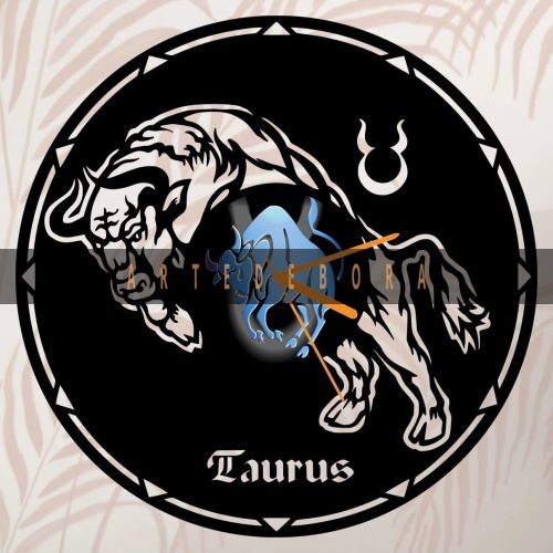 Reloj en Disco de Vinilo – Signo Zodiacal Taurus
